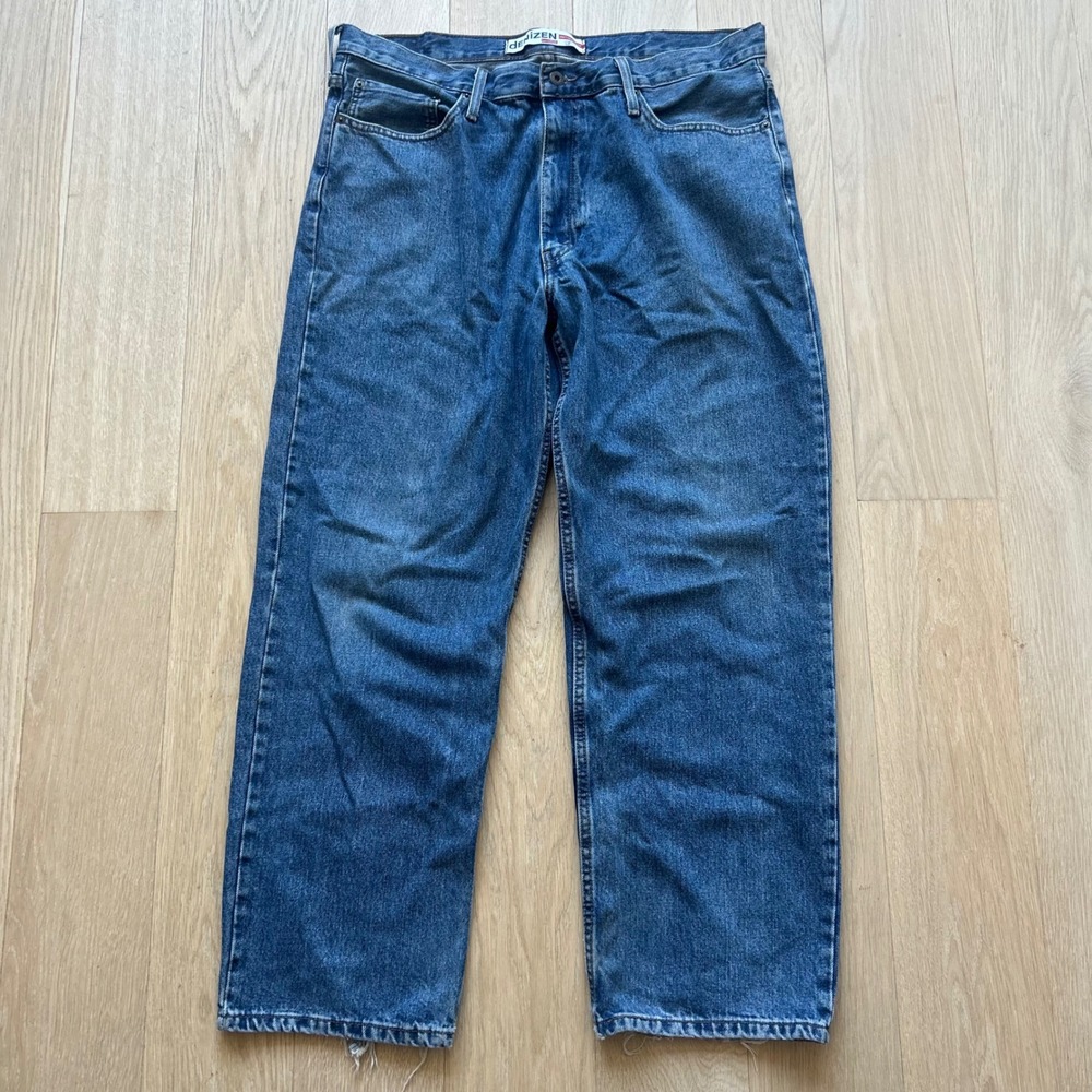 Levi's Denizen 285 Relaxed Fit Jeans 38x30 Blue 100% Cotton Distressed Casual